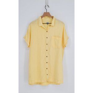 Rhythm Linen Pocket Classic Shirt Dress Short Sleeve Lightweight Yellow Womens 4